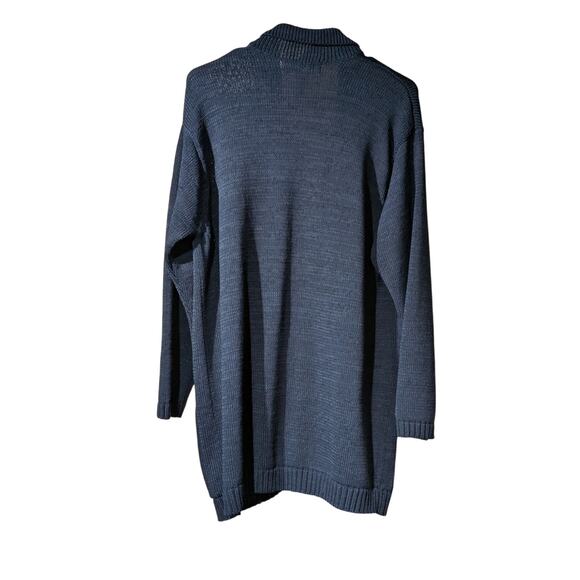 Vtg Jones New York Sport Teal Button Front Collar Pocket Cardigan Womens Sz L - Picture 2 of 9